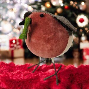 Large Mistletoe Standing Christmas Robin from Fiona Walker UK
